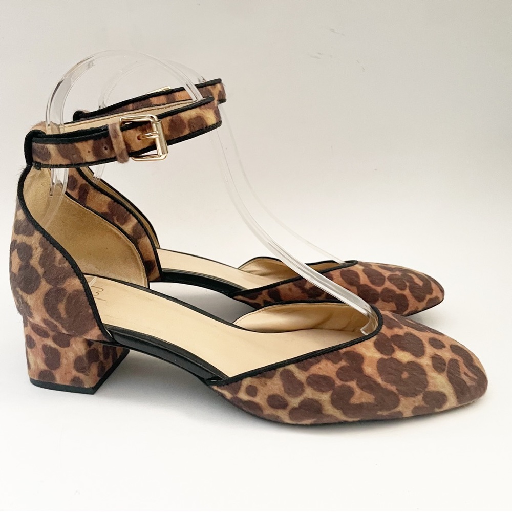 Cabi 6015 Kiki leopard print ankle strip chunky heels size  8